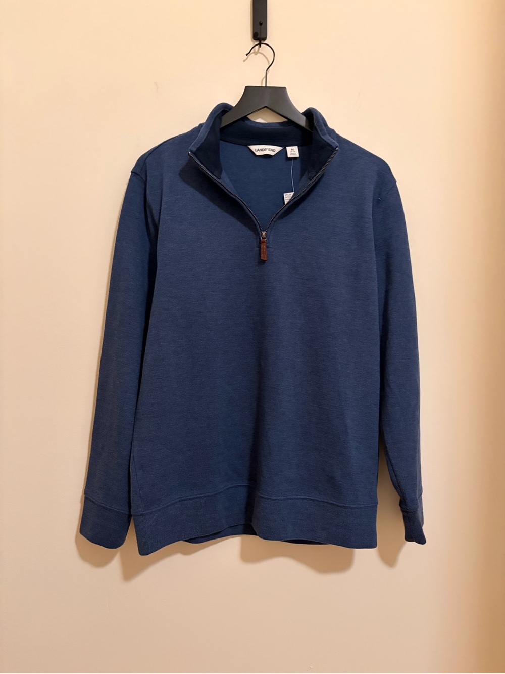 Lands' End Men's Bedford Navy Half-Zip Sweater Pullover